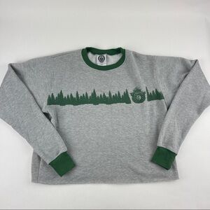 Smokey Sweatshirt Womens Medium Gray Green Crop Length Long Sleeve